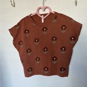 Rylee + Cru Rust Floral Short Sleeve Top